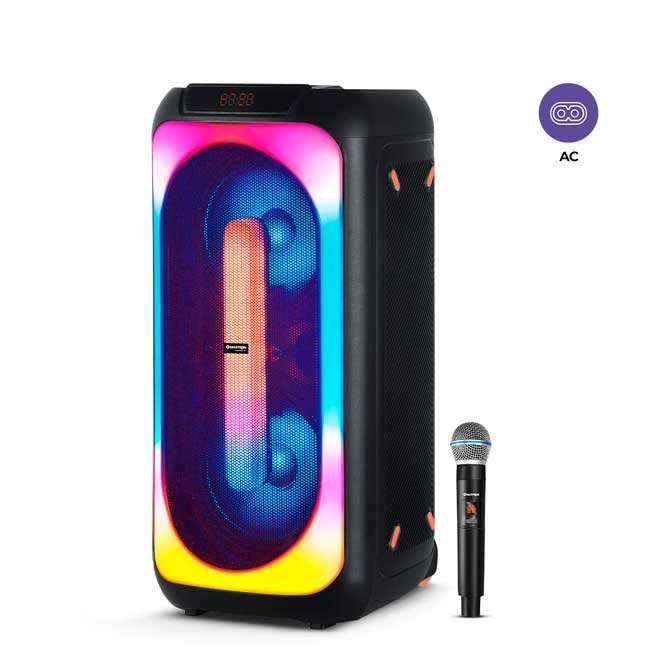 Parlante Torre MAXTRON FASSANO 8" BT RGB TWS Micrófono FM USB SD 3600mAh