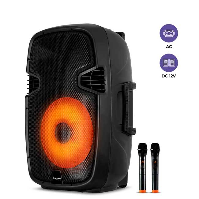 Parlante MAXTRON Merkury Ultra MX1515V 15" Bluetooth TWS Luces LED 2 Micrófonos