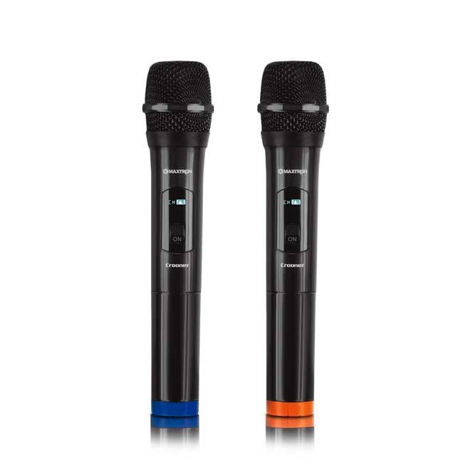Micrófono Dual Inalámbrico MAXTRON Crooner MX7258 con Receptor Recargable y Plug 6.35mm