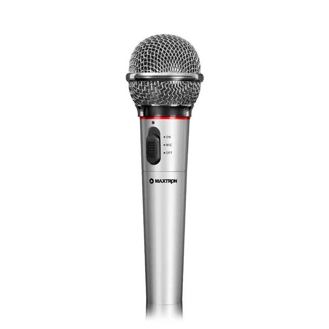 Micrófono MAXTRON Beats Aluminum MX600 Inalámbrico y Alámbrico con Cable 3m, Plug 6.35mm y Receptor FM