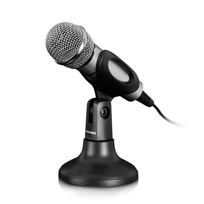 Micrófono Alámbrico MICRONICS Erudito MIC P801 con Pedestal, Jack 3.5mm, Cable 1.8m y ON/OFF