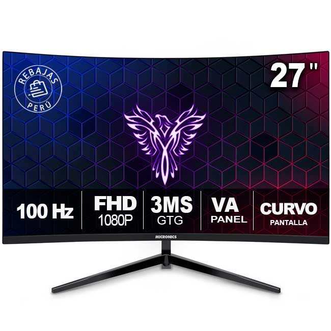 Monitor Micronics Brickell+ 27" Curvo FHD 3ms 100Hz MICDG27FC-100 con FreeSync