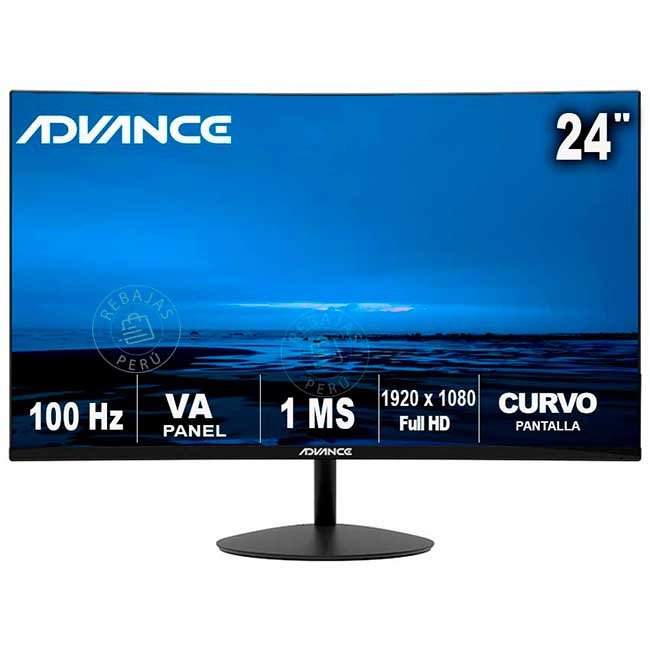Monitor Curvo Advance ADV-2452S 23.6" FHD VA | 100Hz, 1ms, R1500, HDMI y DisplayPort