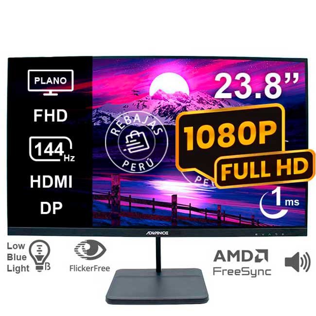 Monitor ADVANCE ADV-2454S 23.8" FHD IPS 144Hz 1ms HDMI DP Negro