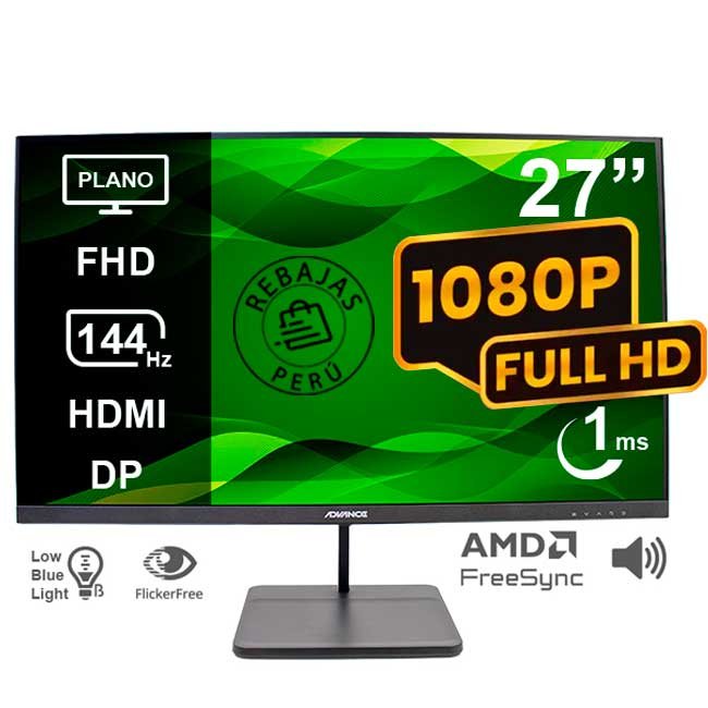 Monitor ADVANCE ADV-2755S 27" FHD IPS 144Hz 1ms HDMI DP Negro