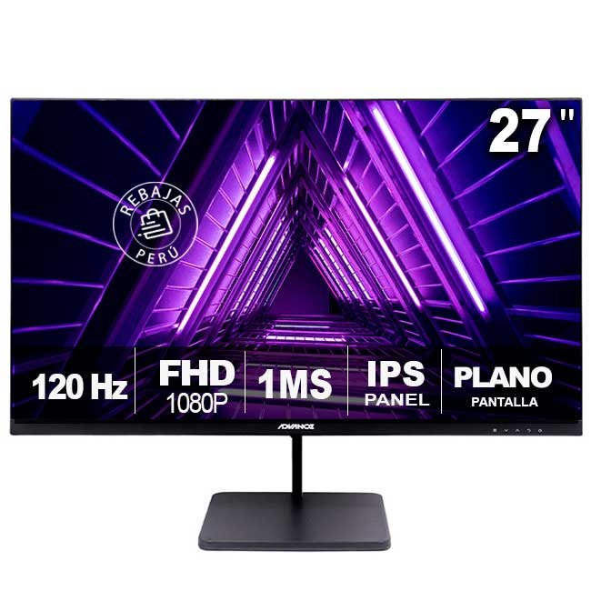 Monitor Advance ADV-2754S 27” IPS FHD 120Hz 1ms FreeSync HDR HDMI VGA DP VESA