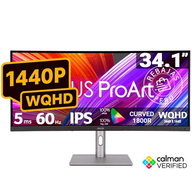 Monitor profesional curvo ASUS ProArt Display PA34VCNV 34" QHD IPS