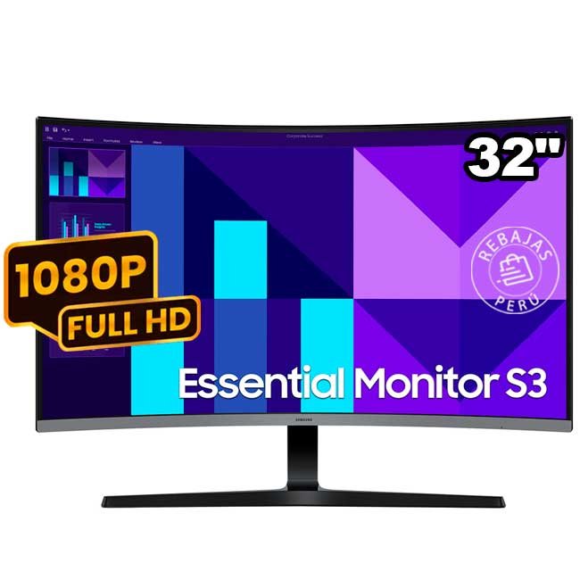 Monitor Curvo Samsung 32" FHD VA 100Hz 4ms Eye Saver Modo Juego HDMI LS32D390GANXZA