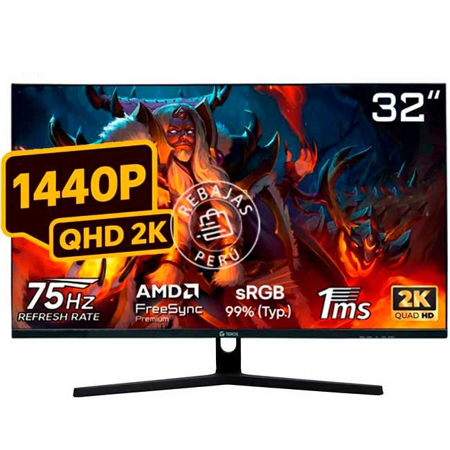 Monitor Curvo TEROS TE-3253S 31.5" QHD VA 75Hz 1ms HDMI DP