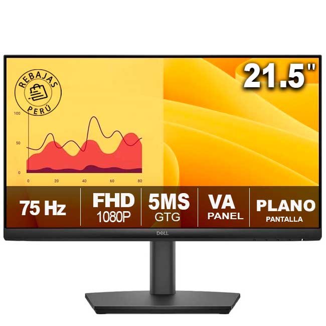 Monitor Dell E2225H 21.5" FHD VA 75Hz con DisplayPort y ComfortView Plus – Diseño eficiente para oficina