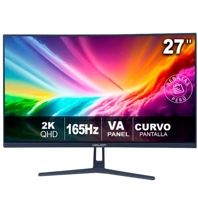 Monitor Gamer HALION HG 2725QC 27” Curvo VA, QHD 2K, 165Hz, 1ms, FreeSync, RGB, HDMI y DisplayPort