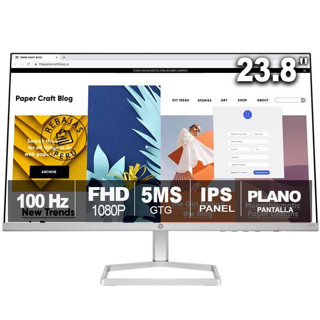 Monitor HP 524sf 23.8" FHD IPS 100Hz 5ms Eye Ease Antirreflejo HDMI VGA 94C17AA