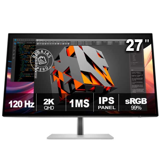 Monitor HP 8J4D8AA#ABA Series 7 Pro 27" QHD 2560x1440 IPS Black 120Hz FreeSync HDR400 USB-C HDMI DisplayPort