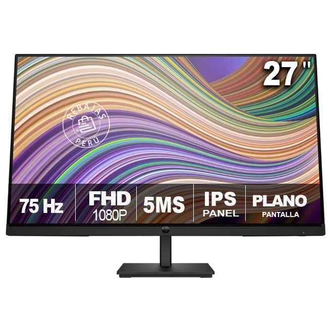 Monitor HP P27 G5 64X69AA#ABA 27" IPS FHD 75Hz HDMI DP VGA Antirreflejo Low Blue Light VESA Negro