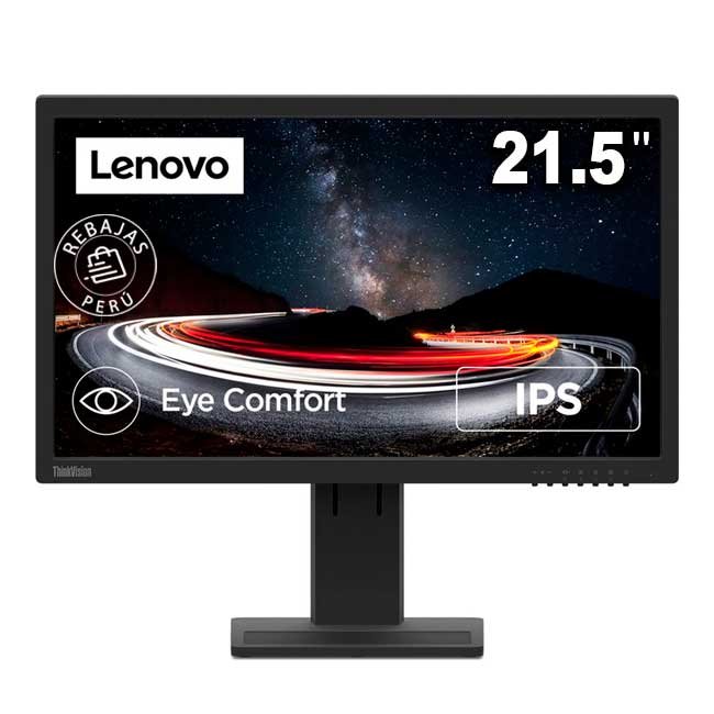 Monitor Lenovo ThinkVision E22-30 21.5” IPS FHD, HDMI/DP/VGA, 75Hz, Altavoces, VESA, Antirreflejo, Bajo Consumo, Color Negro