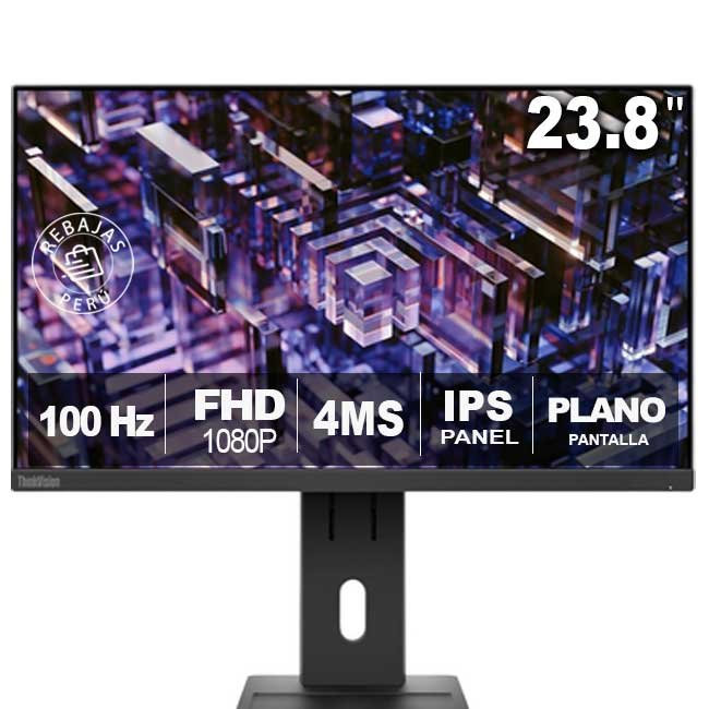 Monitor Lenovo 63EDMAR2LA ThinkVision E24-30 23.8" FHD IPS 100Hz con HDMI, DP, VGA y Altavoces Integrados