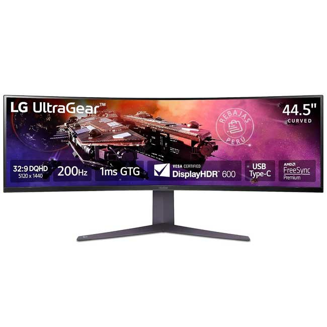 Monitor Gamer LG UltraGear 45GR75DC-B 45” Curvo 200Hz UW-QHD Freesync Premium