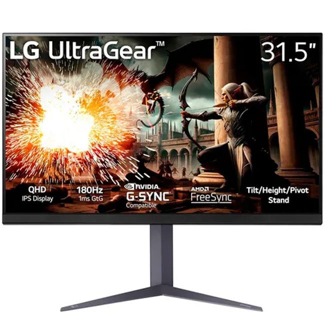 Monitor LG 32GS75Q-B UltraGear 31.5" QHD IPS 180Hz 1ms, HDMI x2, DP, G-Sync y FreeSync