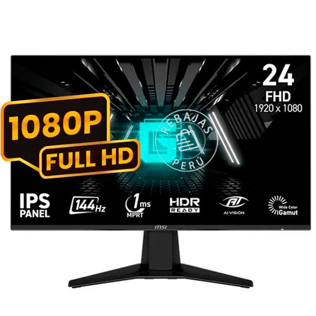 Monitor Gaming MSI G242L E14 23.8" FHD IPS 144Hz 1ms HDMI DisplayPort Negro