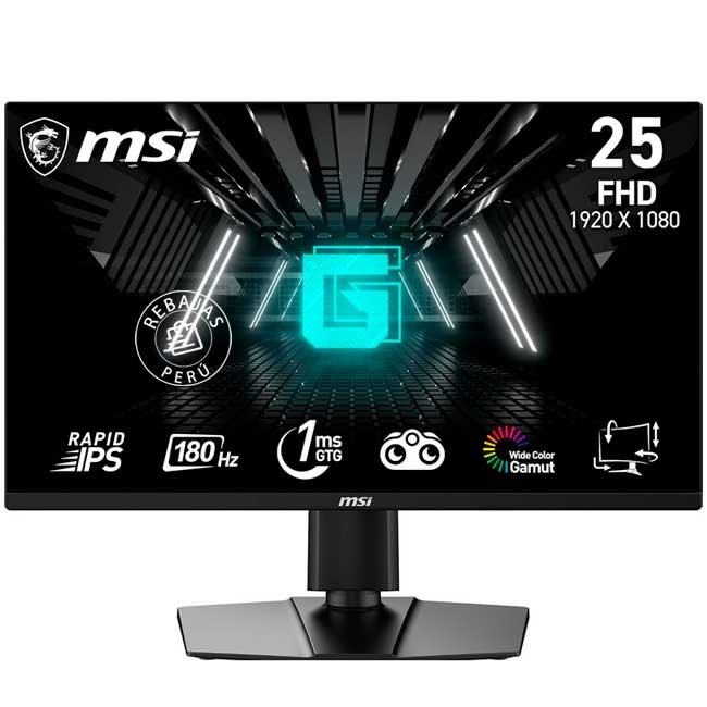 Monitor Gaming MSI G255PF E2 24.5” FHD Rapid IPS 180Hz 1ms HDMI DP Ergonomía VESA Altavoces
