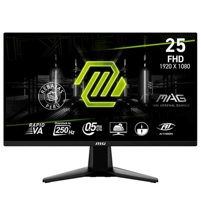 Monitor Gaming MSI MAG 255XFV 24.5” FHD Rapid VA 250Hz 0.5ms HDMI DP VESA sRGB 100%