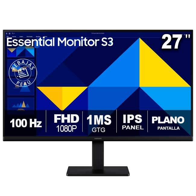 Samsung Essential S3 S30GD 27" Full HD IPS 100Hz Monitor LS27D300GALXZS