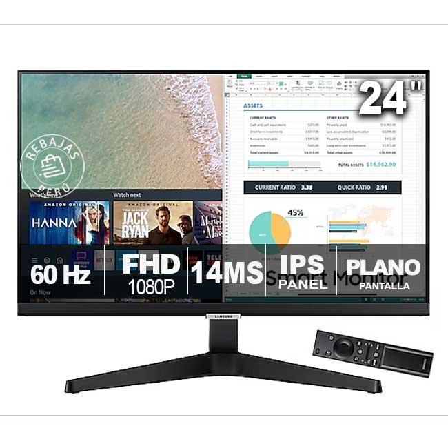 Monitor Samsung LS24AM506NLXPE 24" Smart IPS Full HD con Tizen, HDMI x2, WiFi y Bluetooth