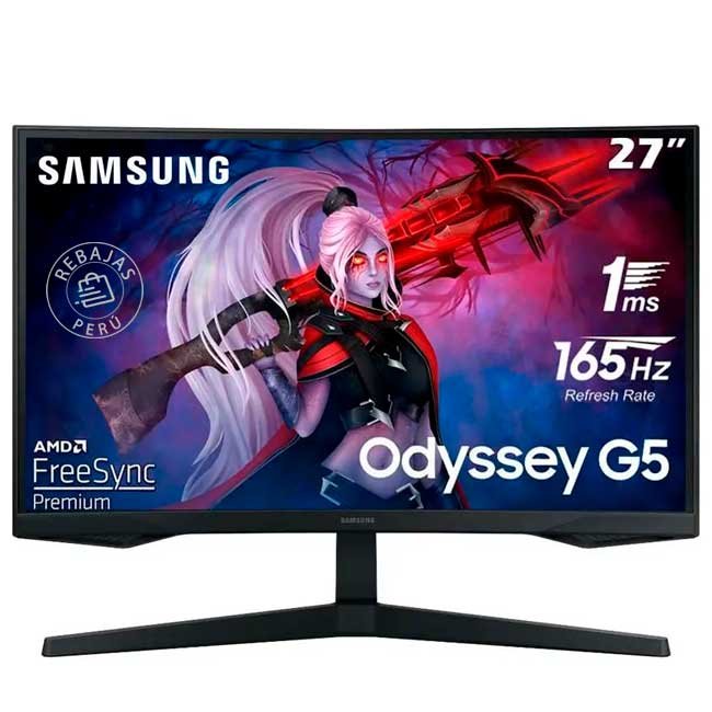 Monitor Samsung LS27CG552ELXPE Odyssey G5 G55C 27" Curvo QHD 165Hz 1ms FreeSync HDMI DisplayPort