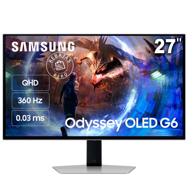 Monitor Samsung LS27DG600SLXPE Odyssey OLED G6 27” QHD 360Hz OLED 0.03ms HDR10+ FreeSync G-SYNC HDMI DP