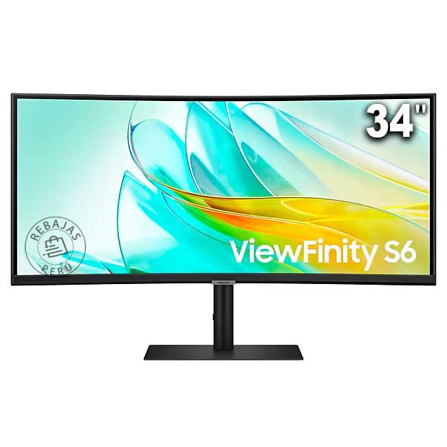 Monitor Samsung ViewFinity S6 LS34C650UALXPE 34" Curvo UWQHD 3440x1440, 100Hz, USB-C, FreeSync, HDR10