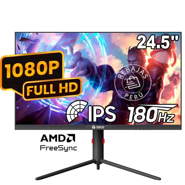 Monitor TEROS TE-2474G 24.5" FHD IPS 180Hz 1ms HDMI DP | Gaming fluido