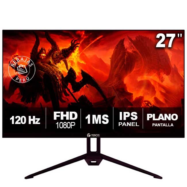 Monitor TEROS TE-2713S 27" FHD IPS 120Hz 1ms FreeSync HDMI DP Parlantes | Bajo Consumo