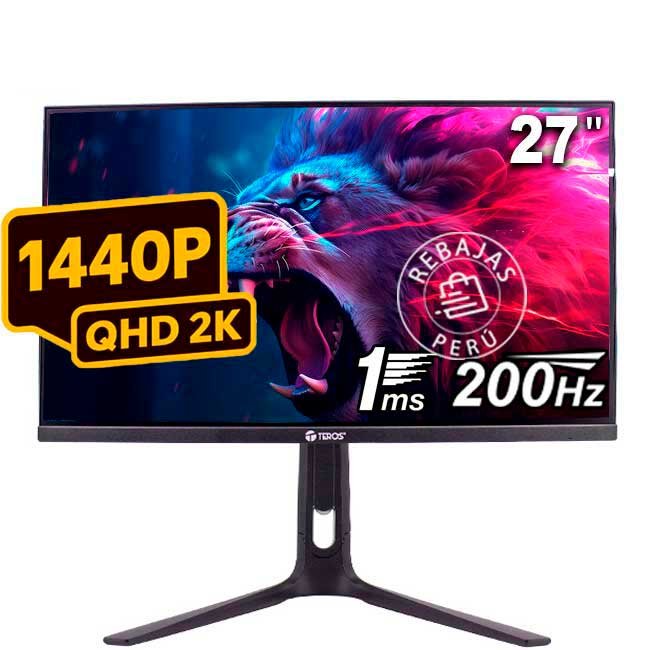 Monitor gamer TEROS TE-2754G 27" QHD Fast IPS 200Hz 1ms HDMI DP negro