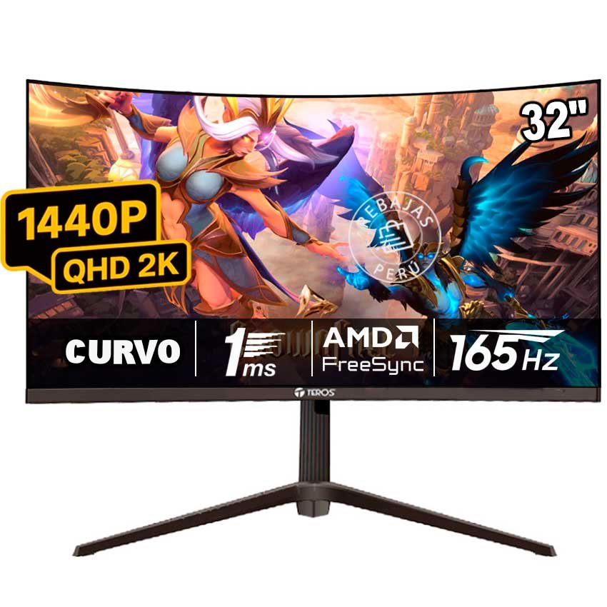 Monitor Gamer Teros TE-3214G 31.5" Curvo 2K QHD 165Hz 1ms FreeSync HDMI DP