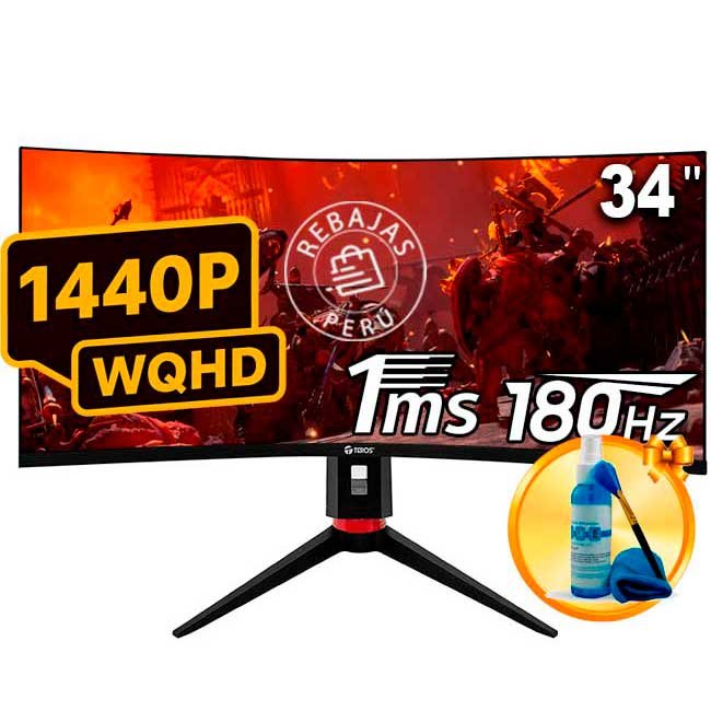 Monitor TEROS TE-3412G 34" UWQHD 180Hz 1ms Curvo Gamer
