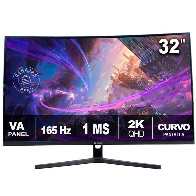 Monitor Curvo TEROS TE-3217G 31.5" QHD VA 165Hz 1ms HDMI DP Flicker Free VESA