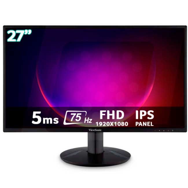 Monitor ViewSonic VA2718-SH 27” FHD IPS, 75Hz, 5ms, HDMI, Antideslumbrante, Marco Delgado, Bajo Consumo
