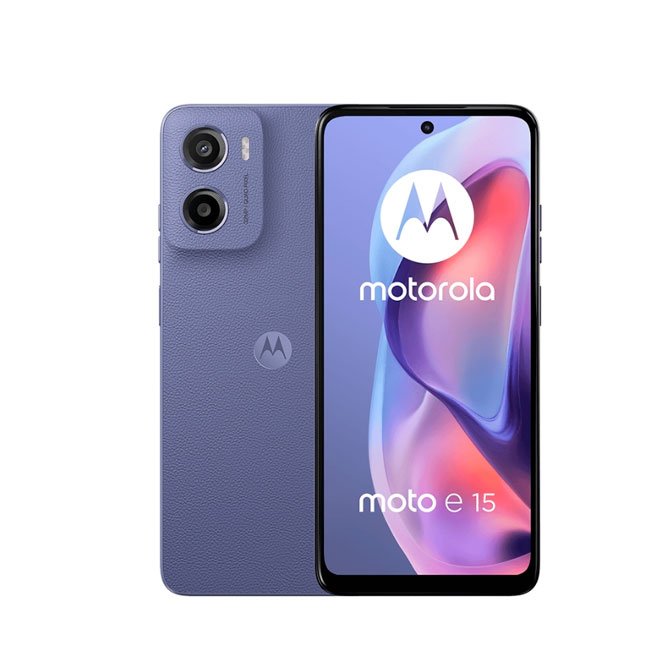 celular Moto E15 64GB Mora | Pantalla 6.5", Batería 5000 mAh y Android 14 Go Morado
