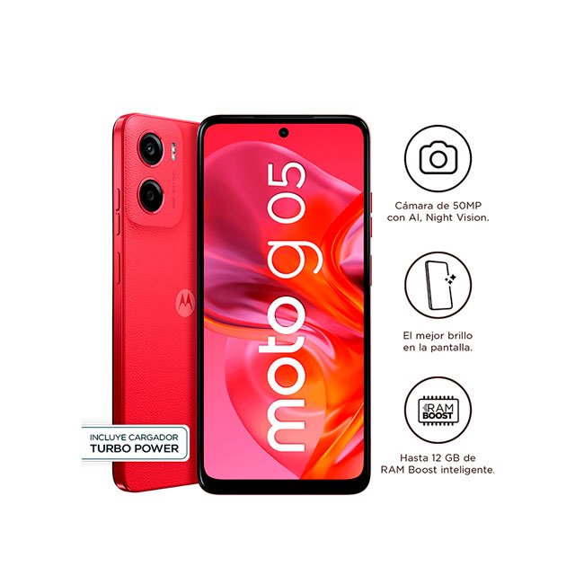 smartphone Moto G05 128GB 4GB RAM | Pantalla 6.6” 90Hz, Batería 5000mAh Rojo