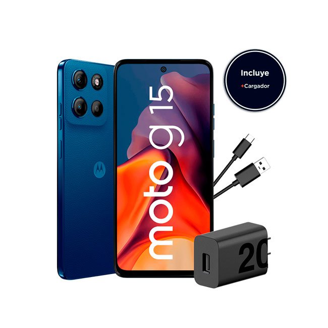 Smartphone Motorola Moto G15, 512GB de almacenamiento, 4GB de RAM y Android 15 Azul