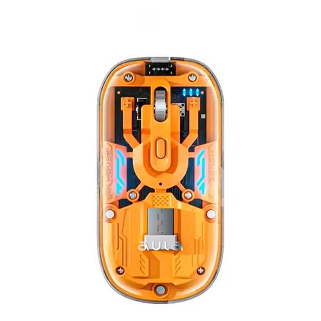 Mouse Inalámbrico Recargable Aula AM210 Orange 1600 DPI con Clic Silencioso y Diseño Ergonómico