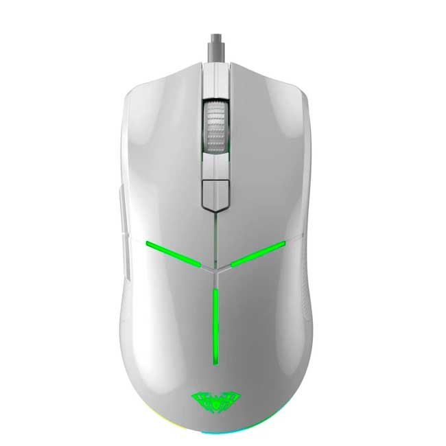Mouse Aula F820 6 400 DPI RGB Blanco – 8 Botones Programables, Polling Rate 1 000 Hz