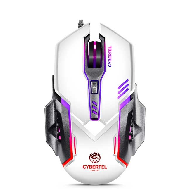 Mouse Gamer USB Cybertel Exxpert Blanco CBX M502W 6 Botones 7 LEDS 3600 DPI Cable Nylon