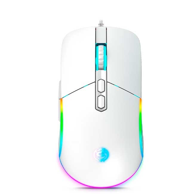 Mouse Gamer USB Cybertel Striker Blanco CBX M601 7 Botones RGB 7200 DPI Cable Nylon