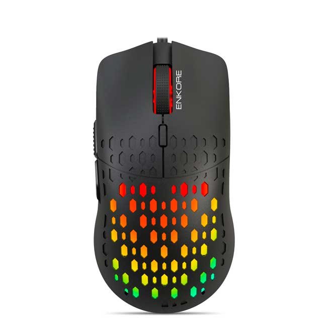 Mouse Gamer Enkore Vibrant EKM303 USB 6 Botones RGB 3600 DPI Cable Textil
