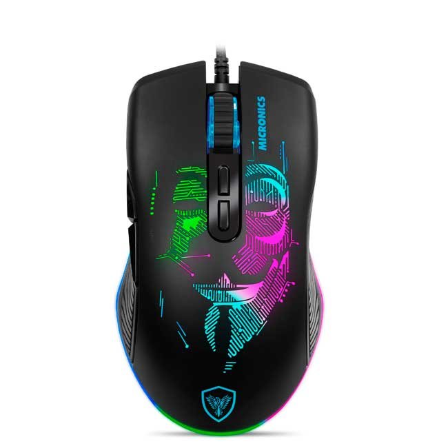 Mouse Gamer Micronics Anonimus MIC GM859 RGB 7 Botones 12800 DPI USB con Peso Extra
