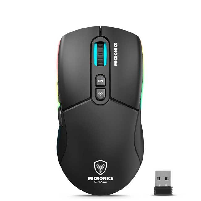 Mouse Gamer Micronics Mirage 3 MIC GM892-3M BT WiFi Recargable USB-C RGB 7 Botones 4800 DPI