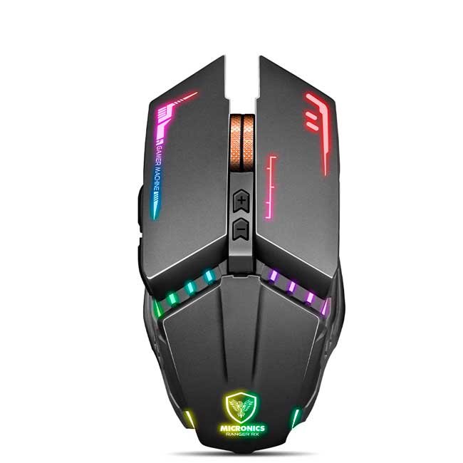 Mouse Gamer Inalámbrico Micronics Ranger RX MIC GM822RX WiFi Recargable USB-C 7 LEDS 7 Botones 4800 DPI