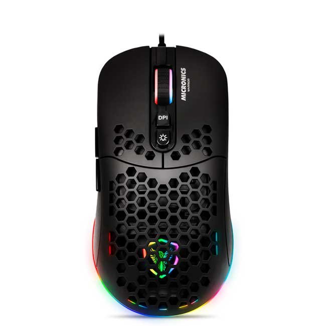 Mouse Gamer Micronics Warrior MIC GM827 Negro RGB 7 Botones Ultra Ligero 7200 DPI USB