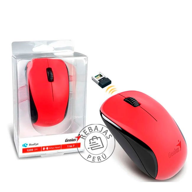 mouse Inalámbrico Genius NX-7000 | Sensor BlueEye 1200 DPI, 3 Botones y Receptor USB Mini Compatible Windows y macOS